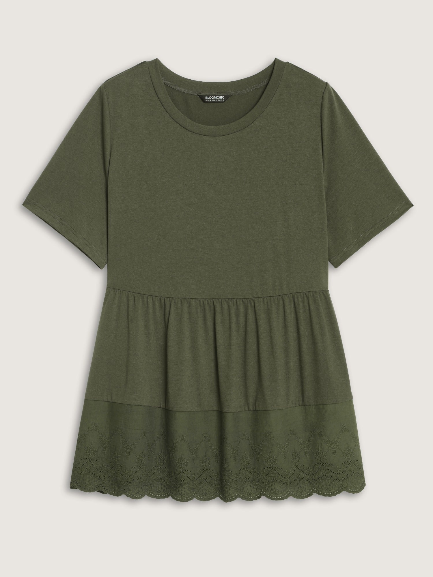 Supersoft Round Neck Lace Hem Babydoll Blouse