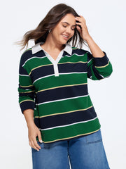 2 In 1 Retro Striped Color Contrast Sweatshirt