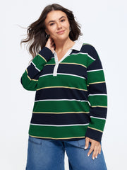 2 In 1 Retro Striped Color Contrast Sweatshirt