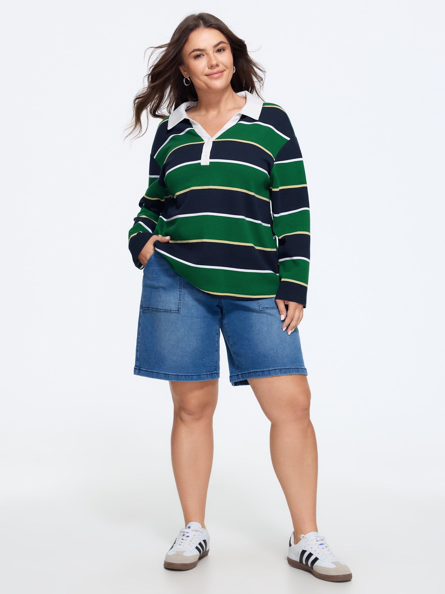 2 In 1 Retro Striped Color Contrast Sweatshirt