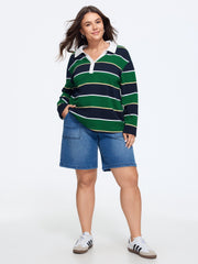 2 In 1 Retro Striped Color Contrast Sweatshirt