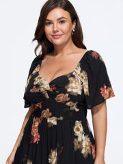 Supersoft Floral Print Twist Front Midi Dress