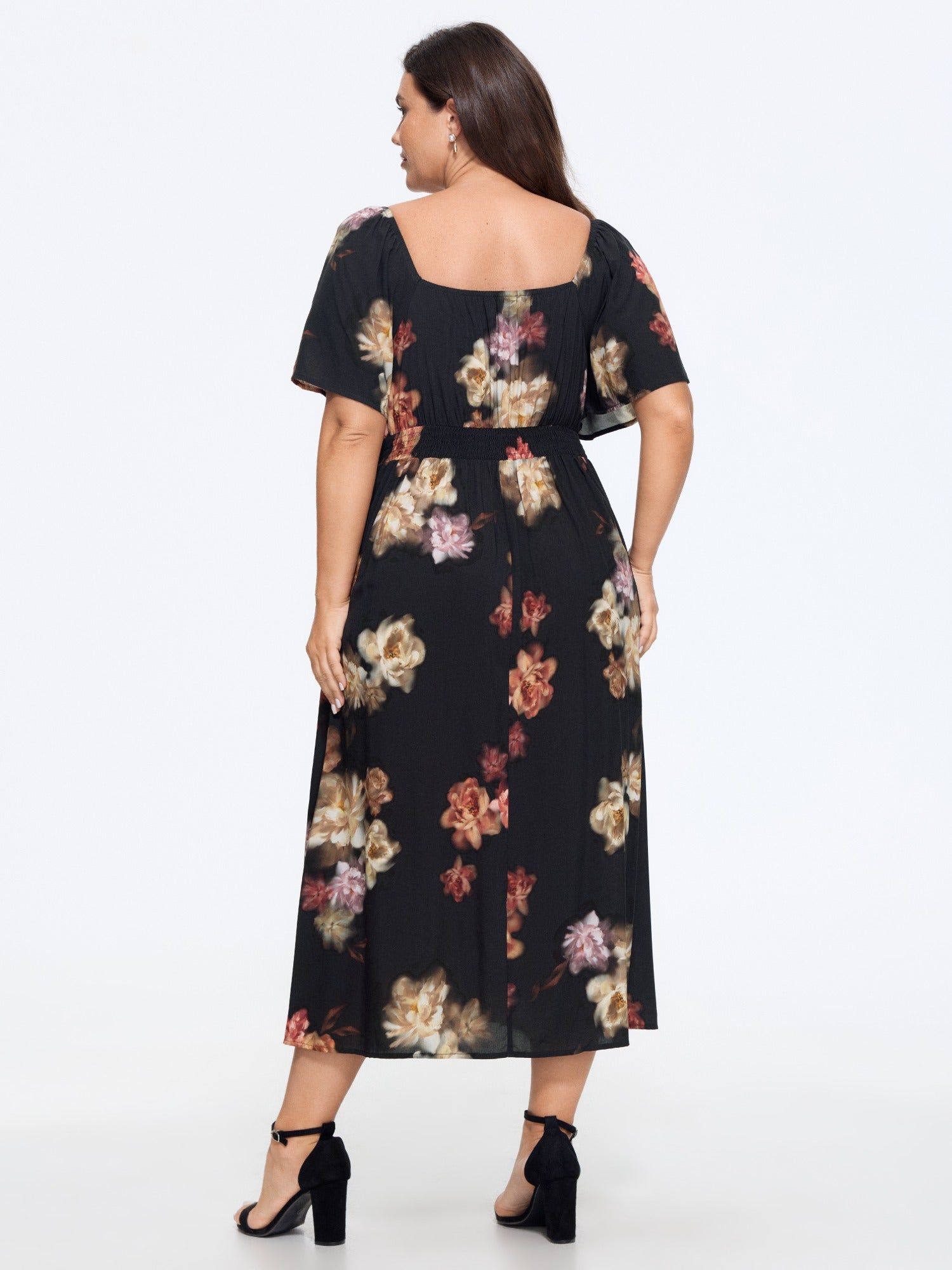Supersoft Floral Print Twist Front Midi Dress