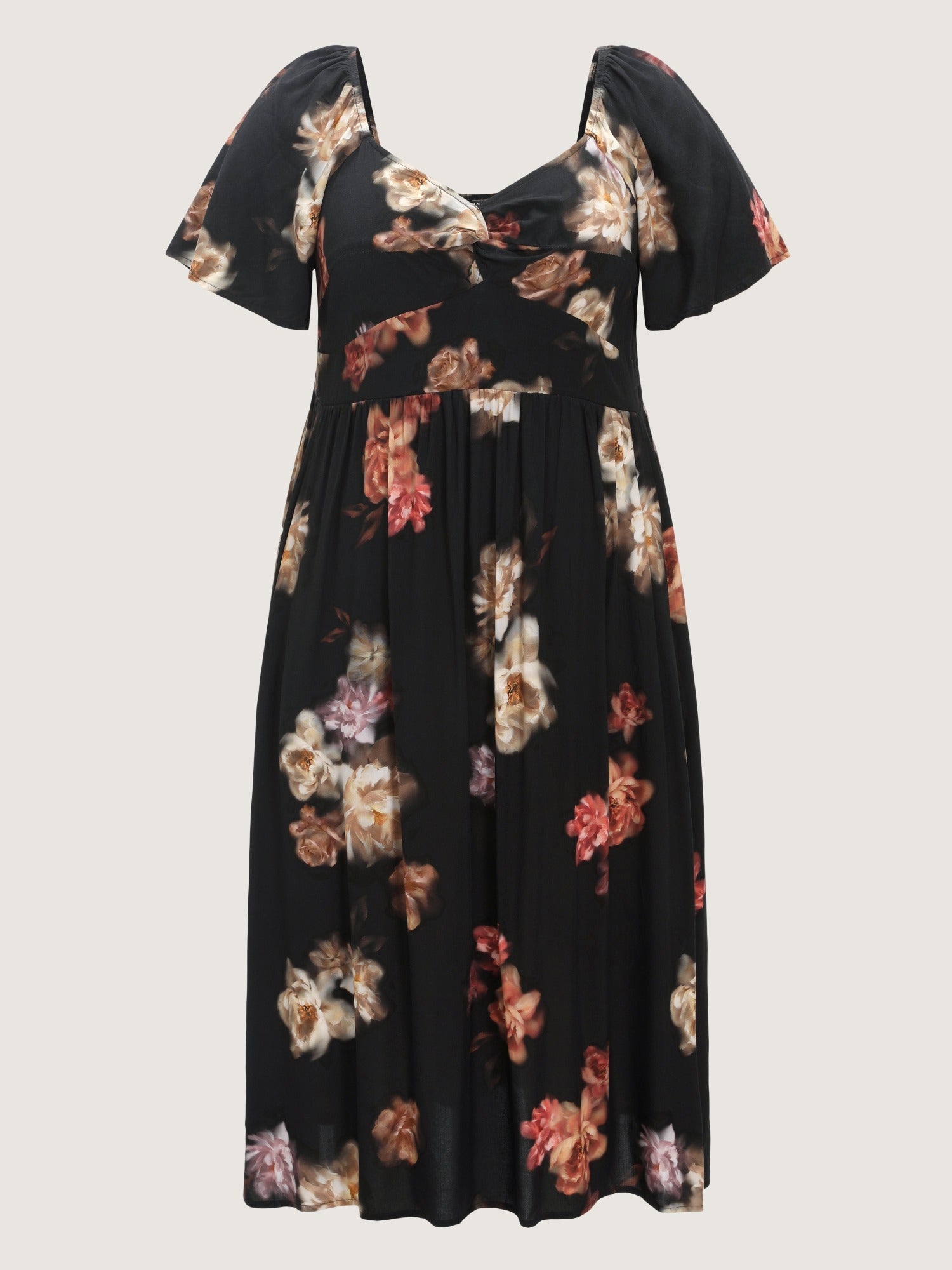 Supersoft Floral Print Twist Front Midi Dress