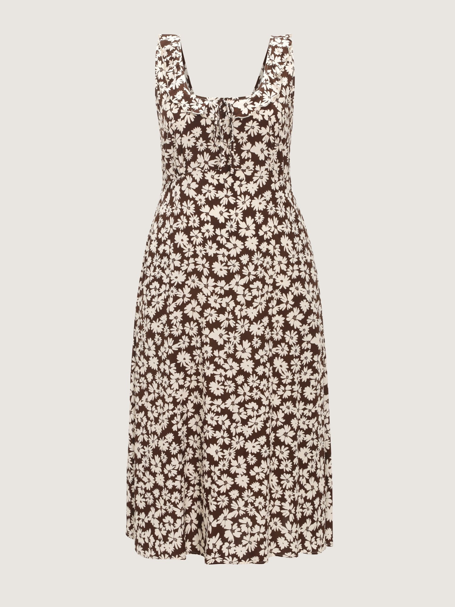 Supersoft Daisy Print Ruffle Tie Neck Maxi Dress