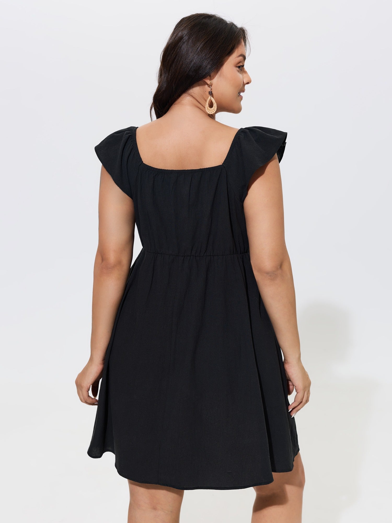 Cotton Boho Embroidery Ruffle Strap Mini Dress