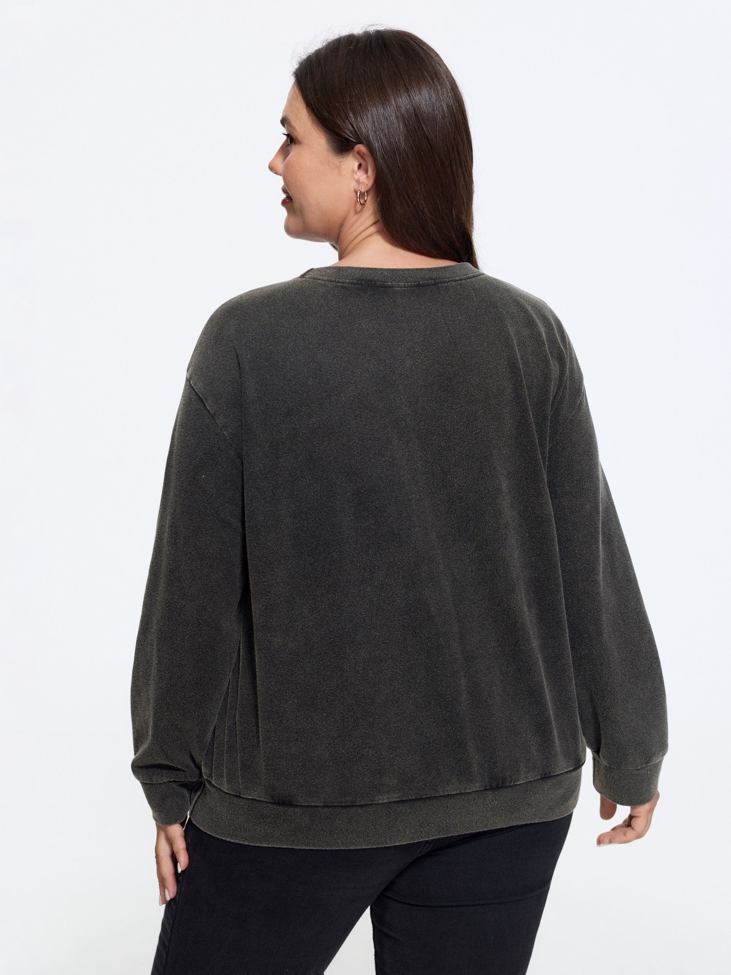 Vintage Washed Sun Floral Print Crew Neck Sweatshirt