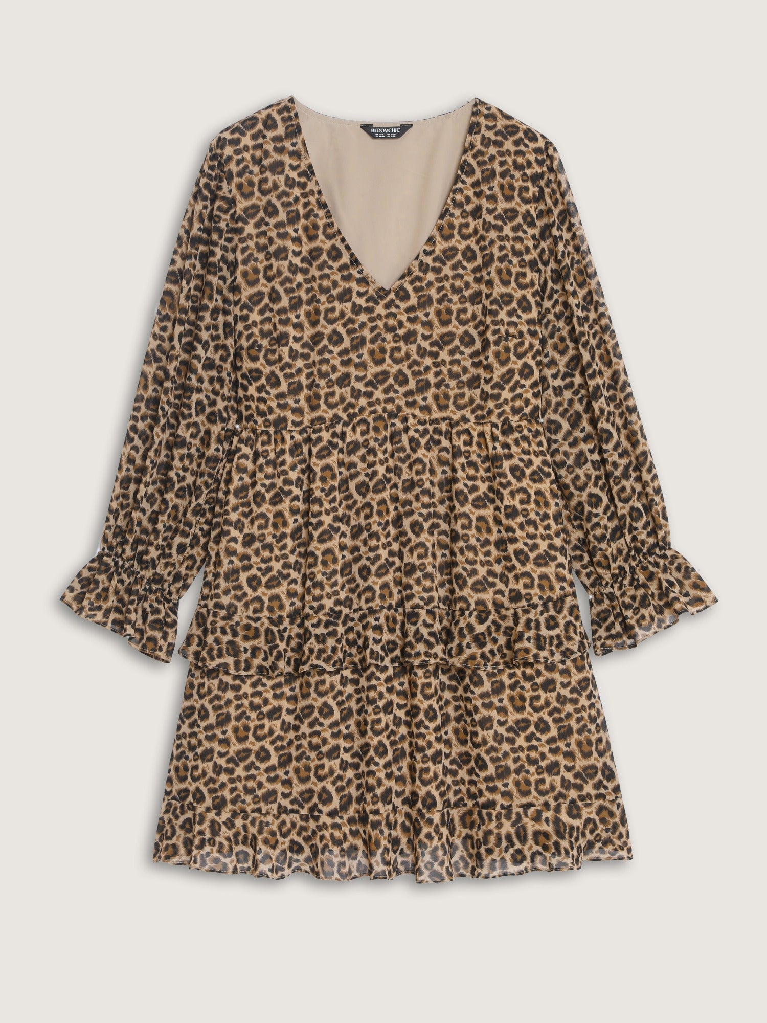 Leopard Print Tiered Ruffle Chiffon Mini Dress