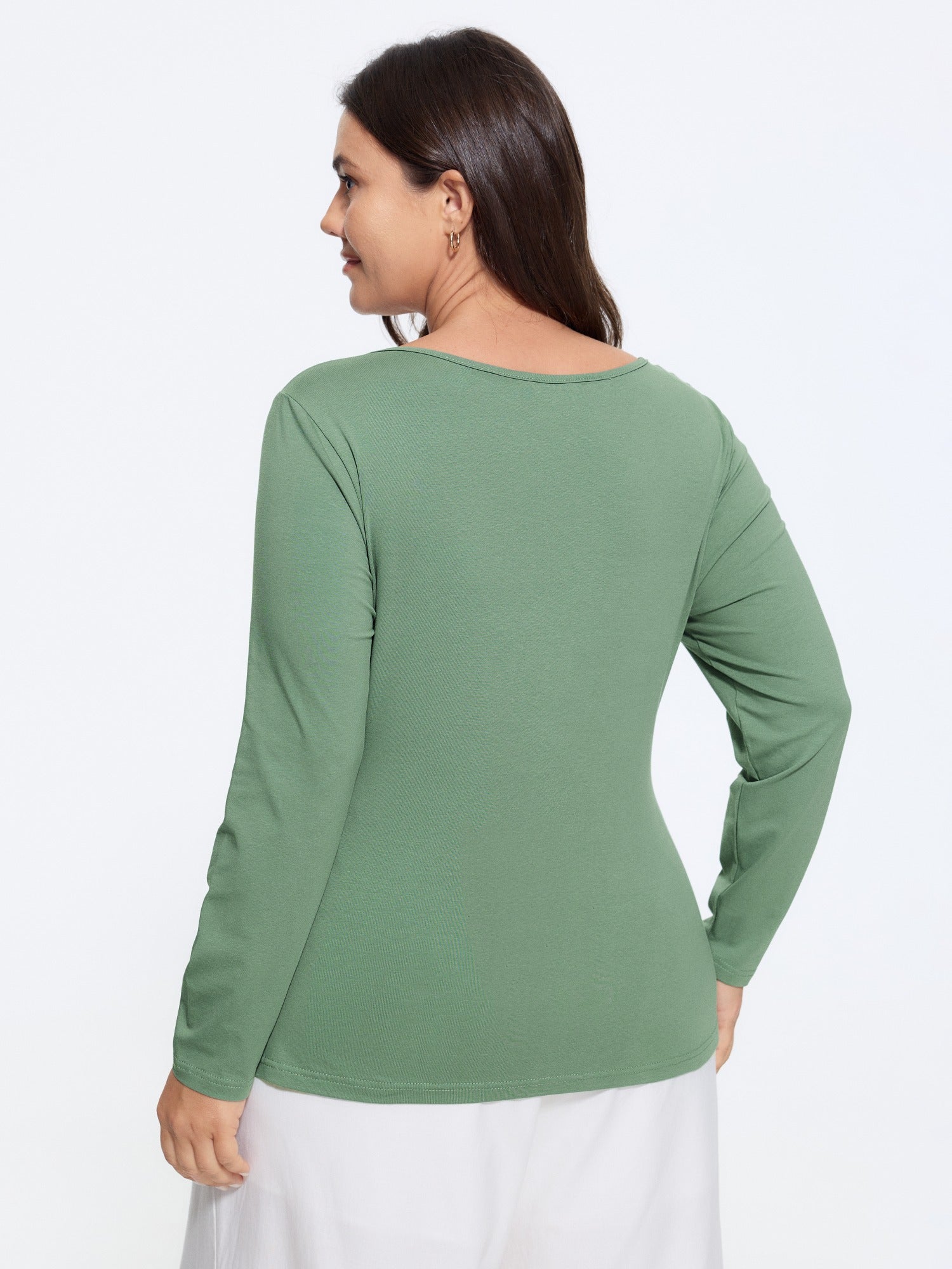 Cotton Floral Lace Square Neck Button Front T-Shirt