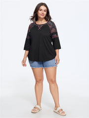 Cotton Floral Print Shoulder Detail T-Shirt