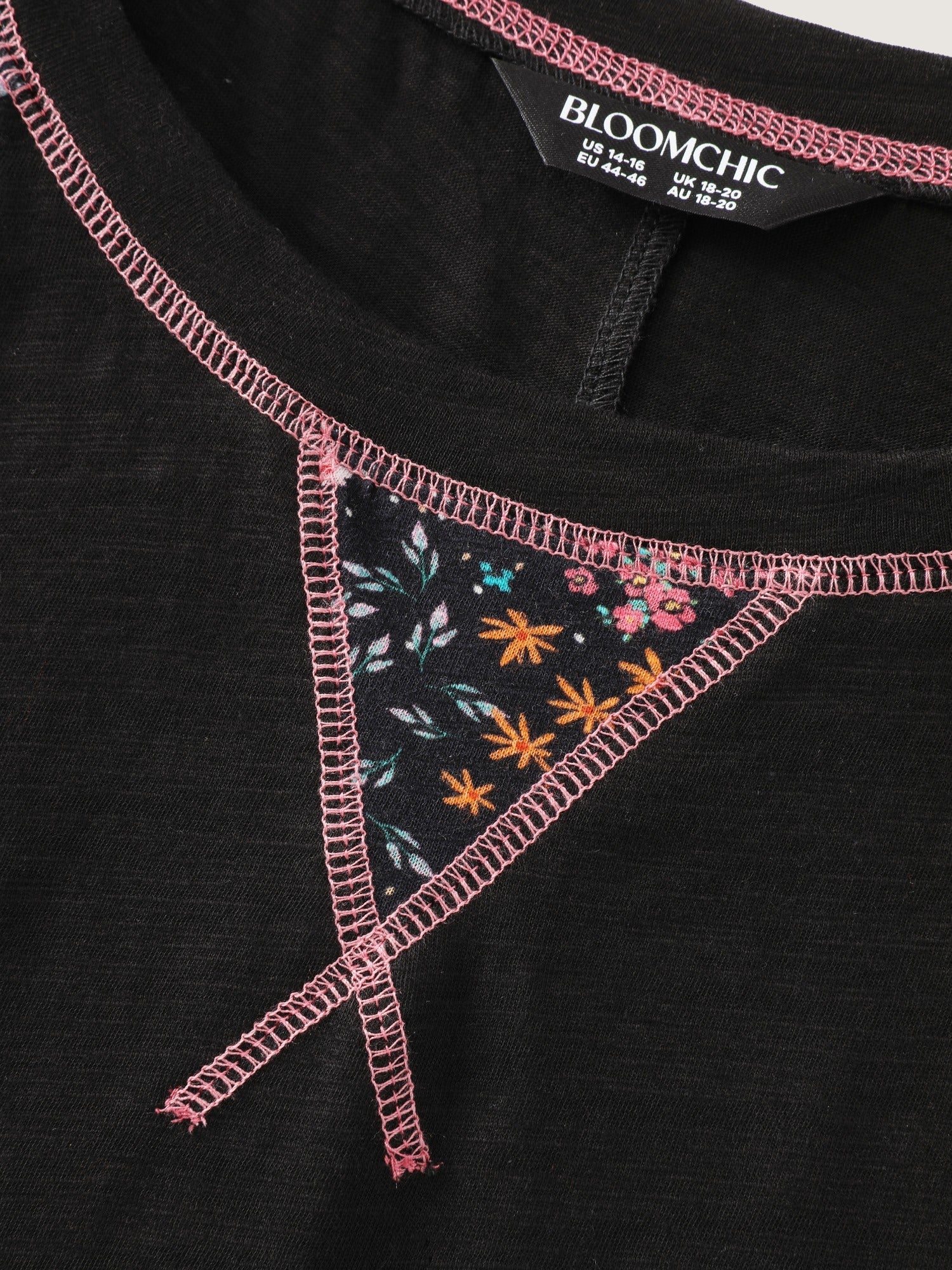 Cotton Floral Print Shoulder Detail T-Shirt