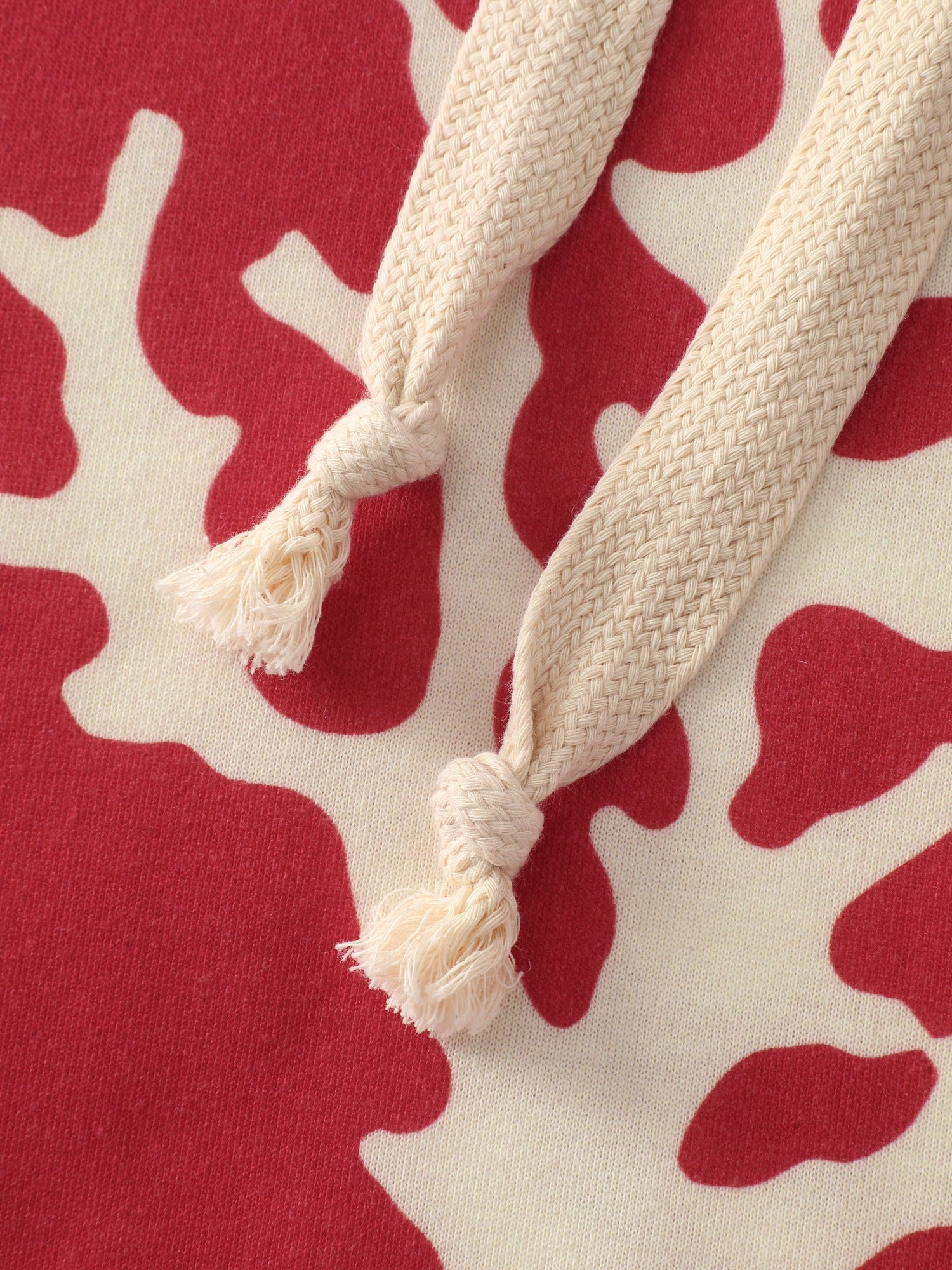Coral Shell Print Drawstring Hooded Sweatshirt