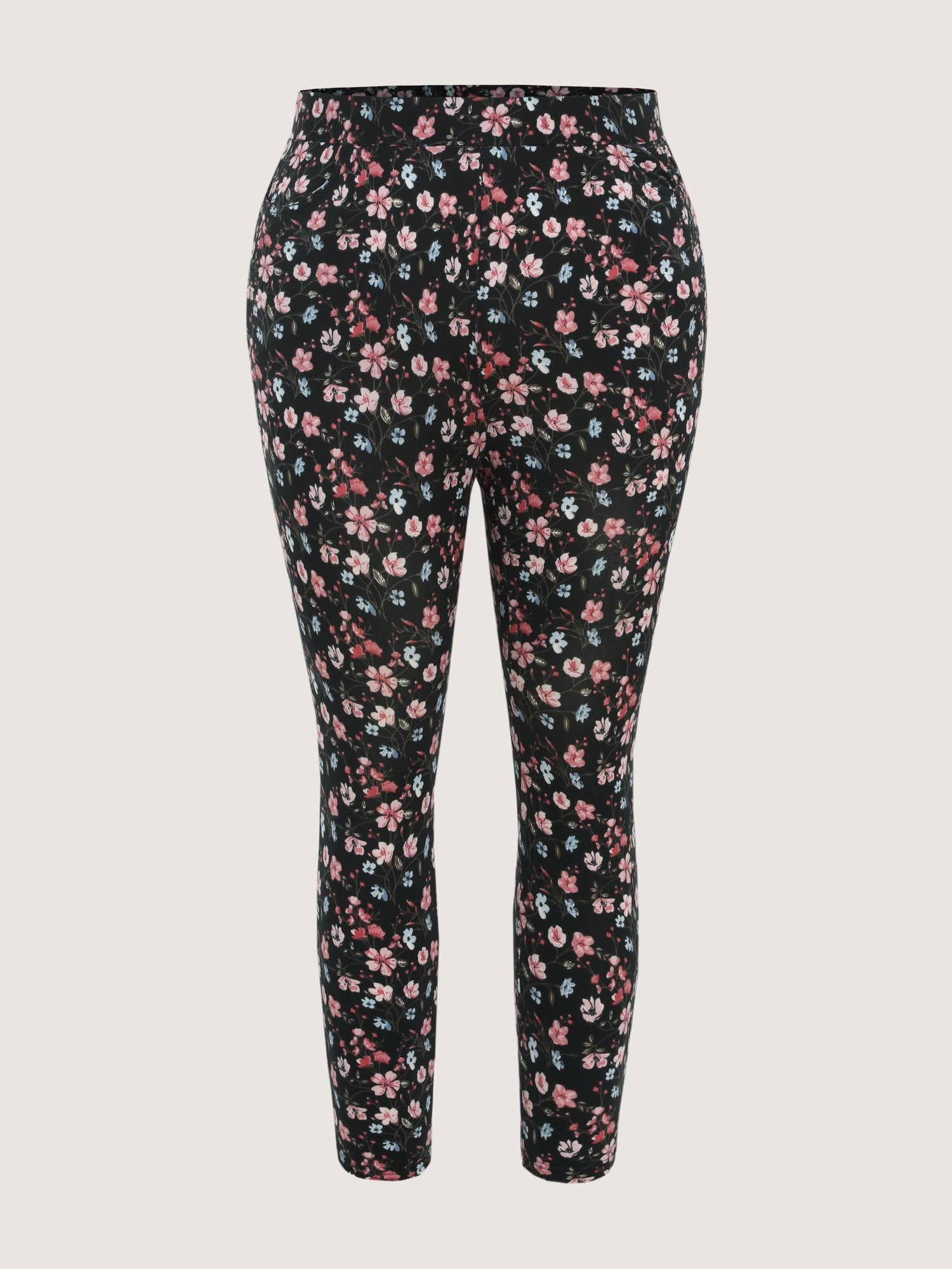 Stretchy Floral Print High Waist Pocket Leggings