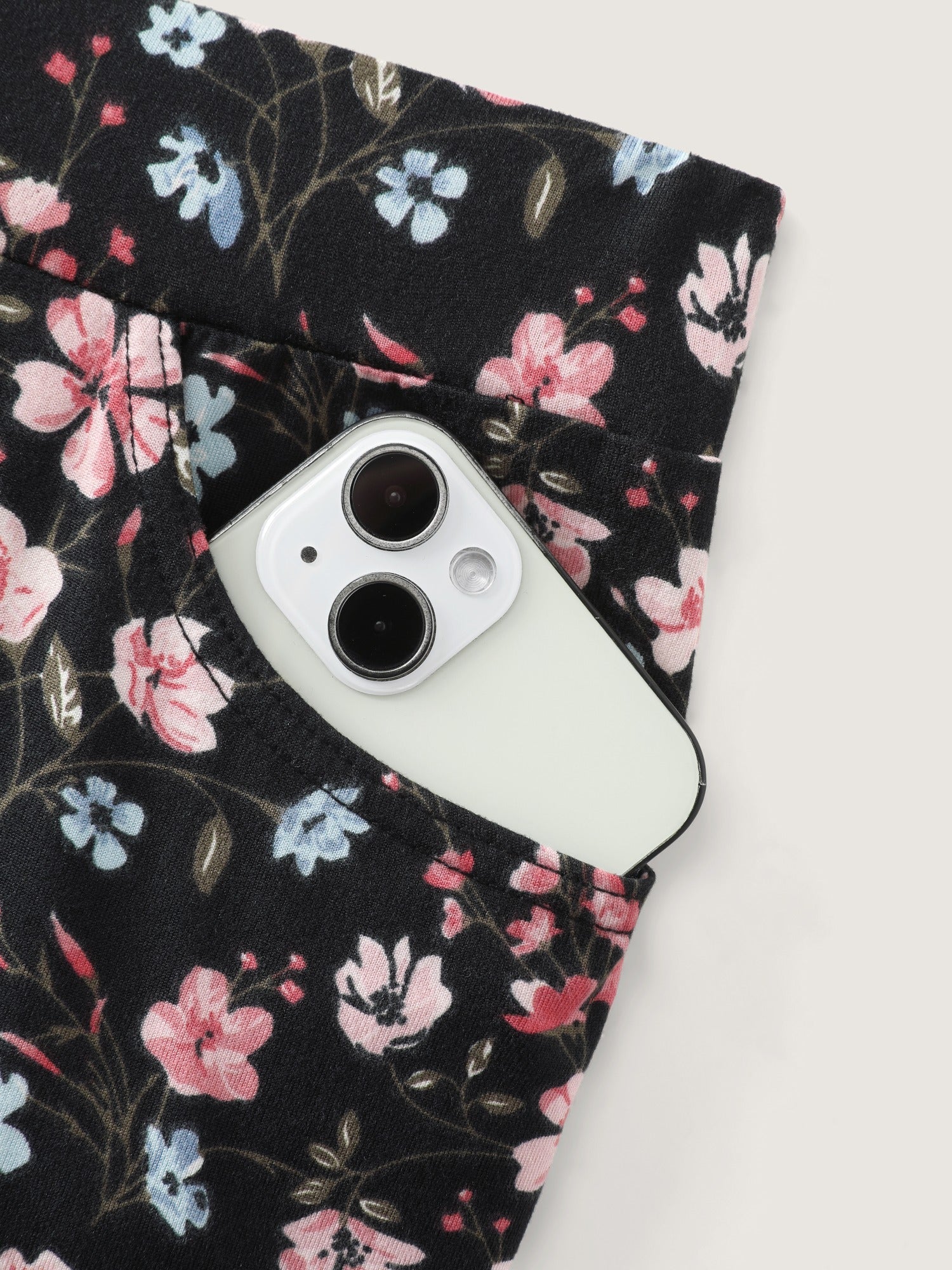 Stretchy Floral Print High Waist Pocket Leggings