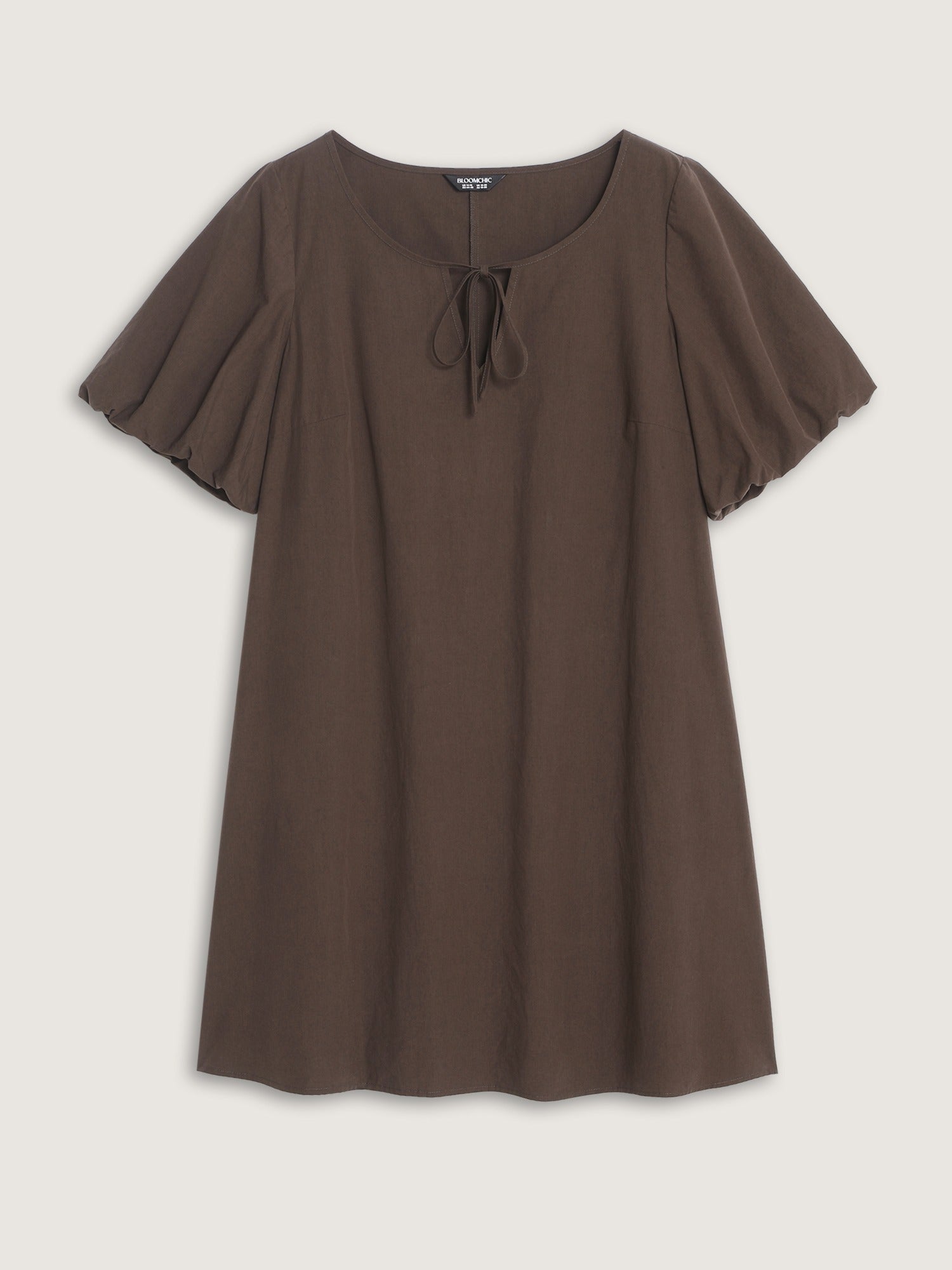 Solid Puff Sleeve A-Line Mini Dress