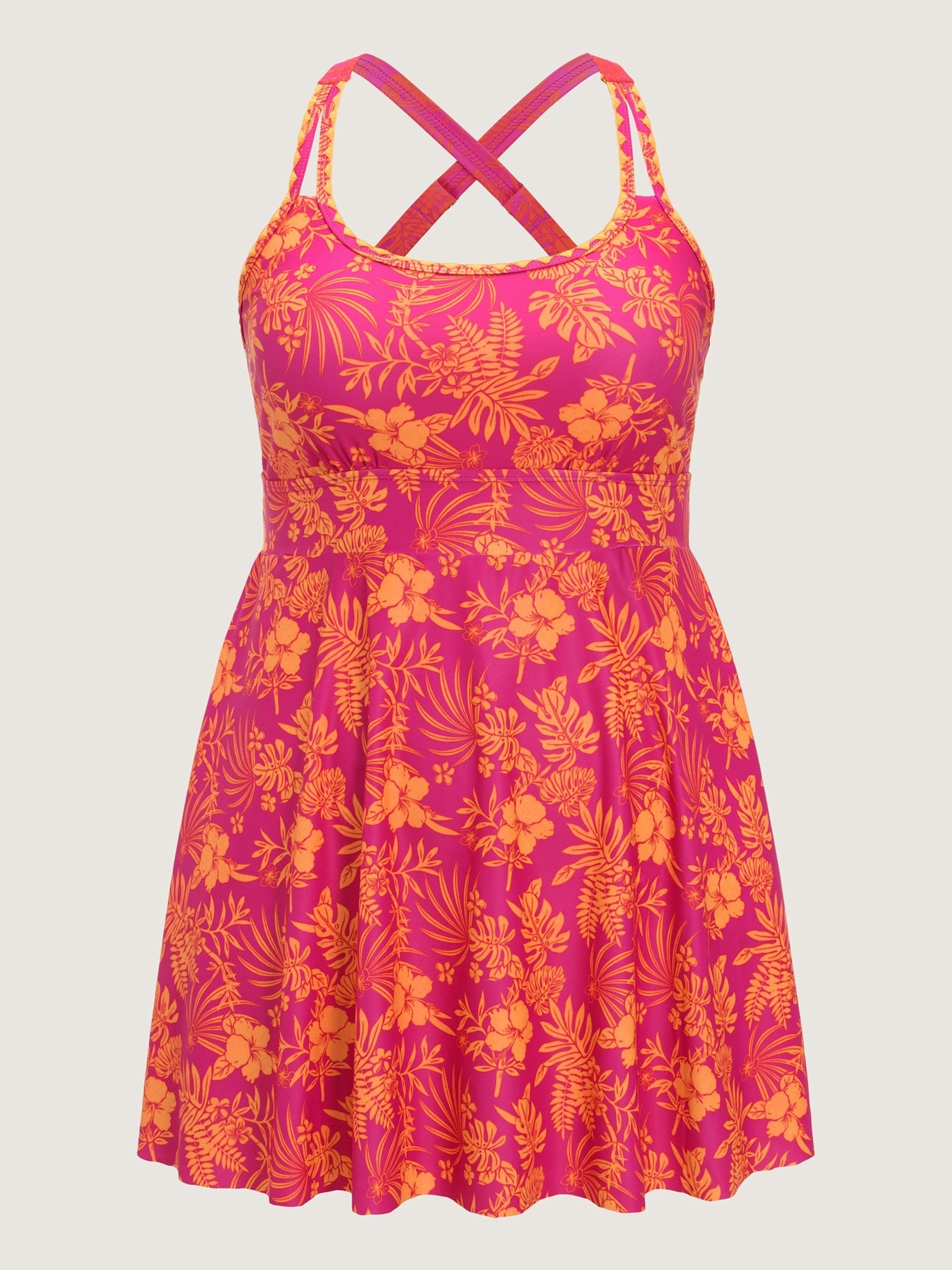 Floral Print Embroidered Swim Dress