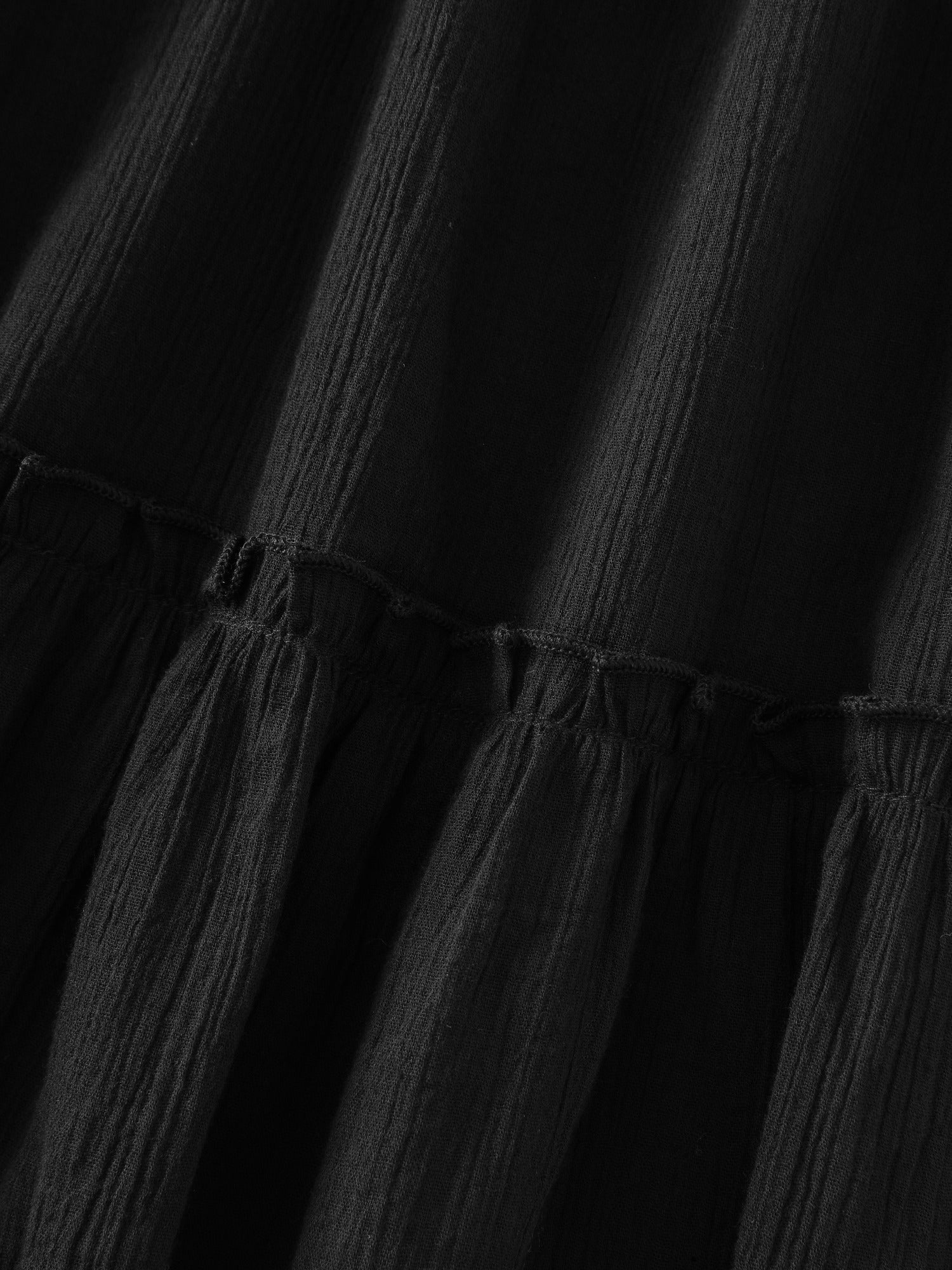 Cotton Stretchy Button Detail Tiered Mini Dress