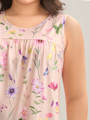 Floral Print Flowy Pleated Tank Top