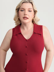 Elastic Button Detail Fitted Tank Top