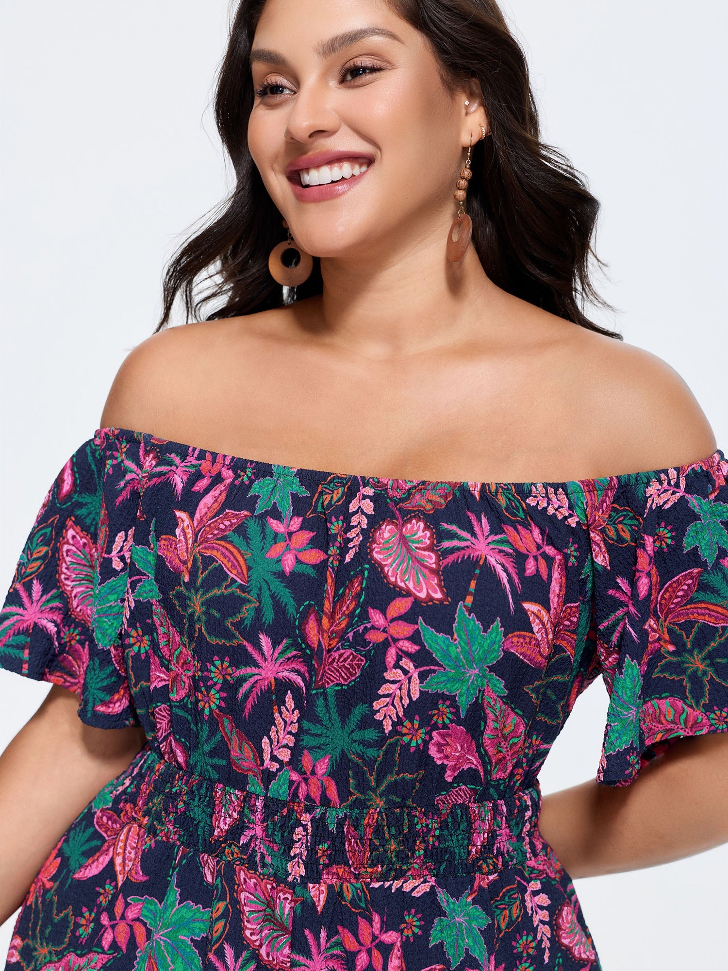 Floral Print Ruffled Off-Shoulder Romper