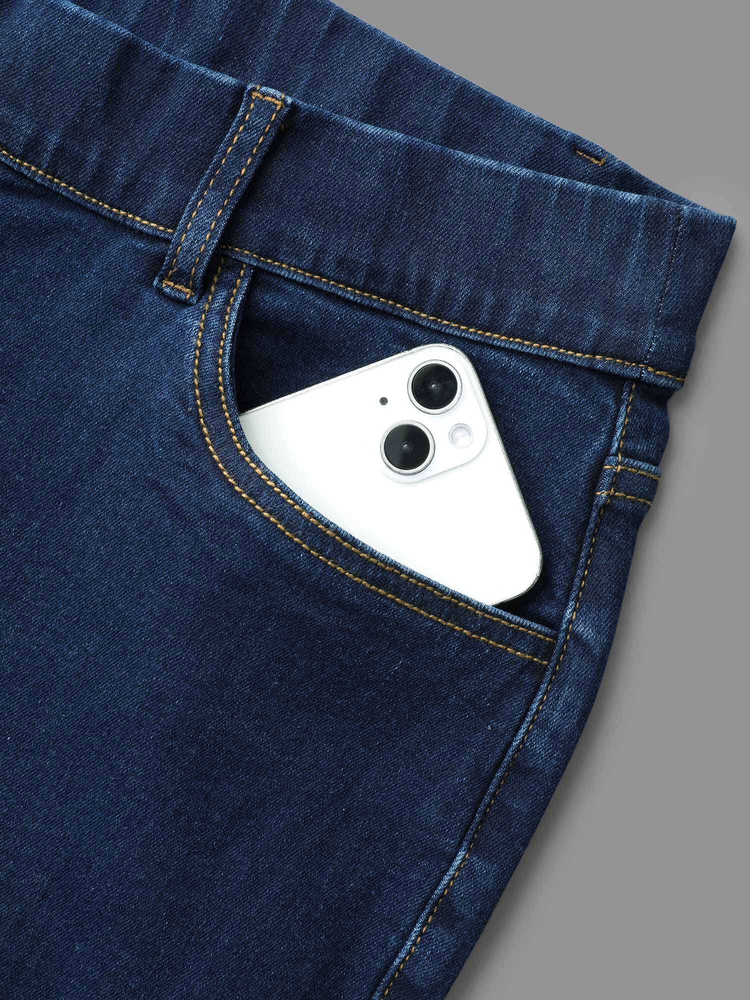 Elastic Waist Mid Rise Skinny Jeans