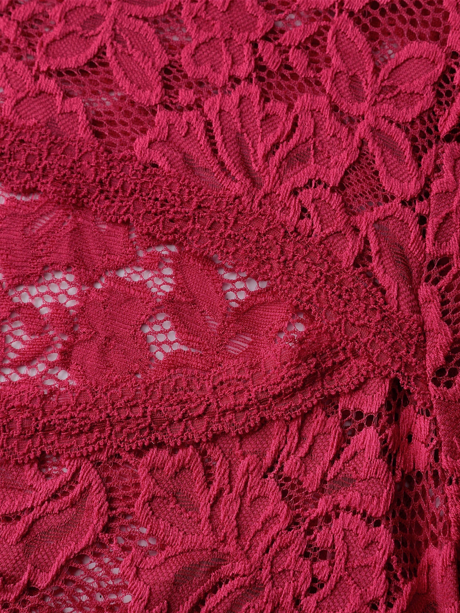 Cut-Out Neckline Sheer Floral Lace Top