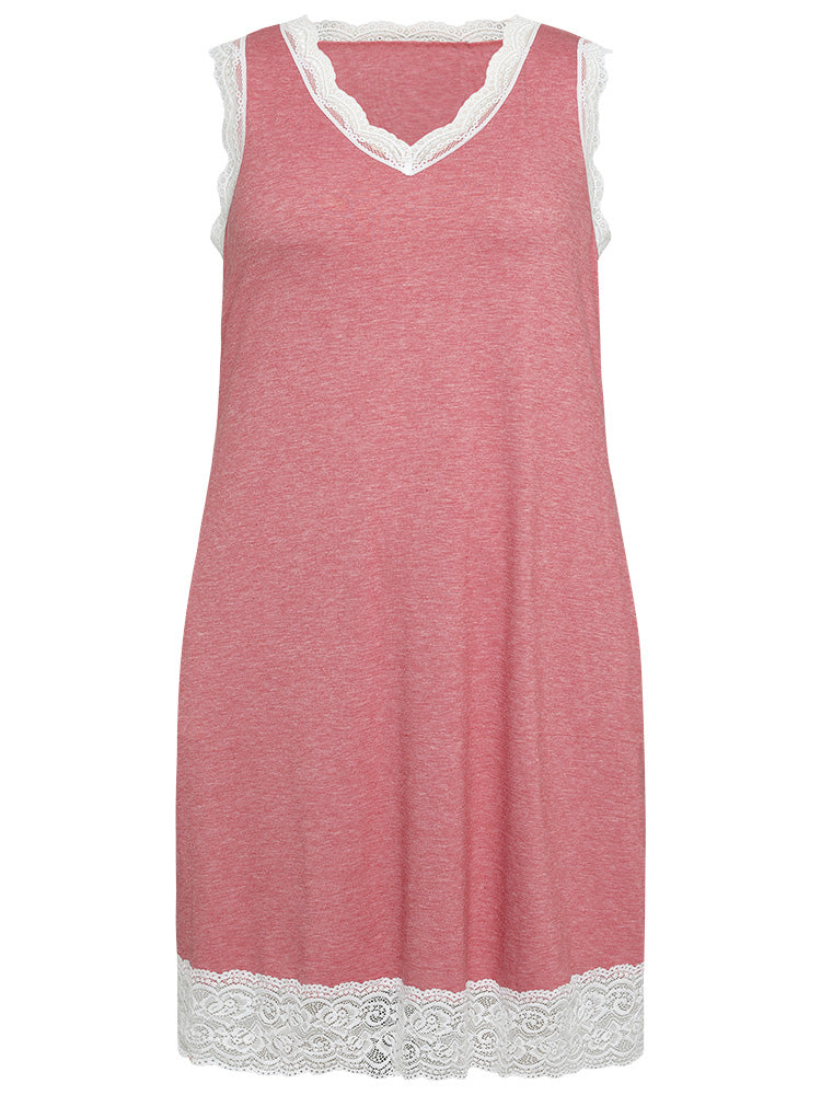 Crochet Lace Pocket Heather Sleeveless Nightgown