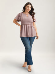 Sheer Textured Lace Panel Flared Top