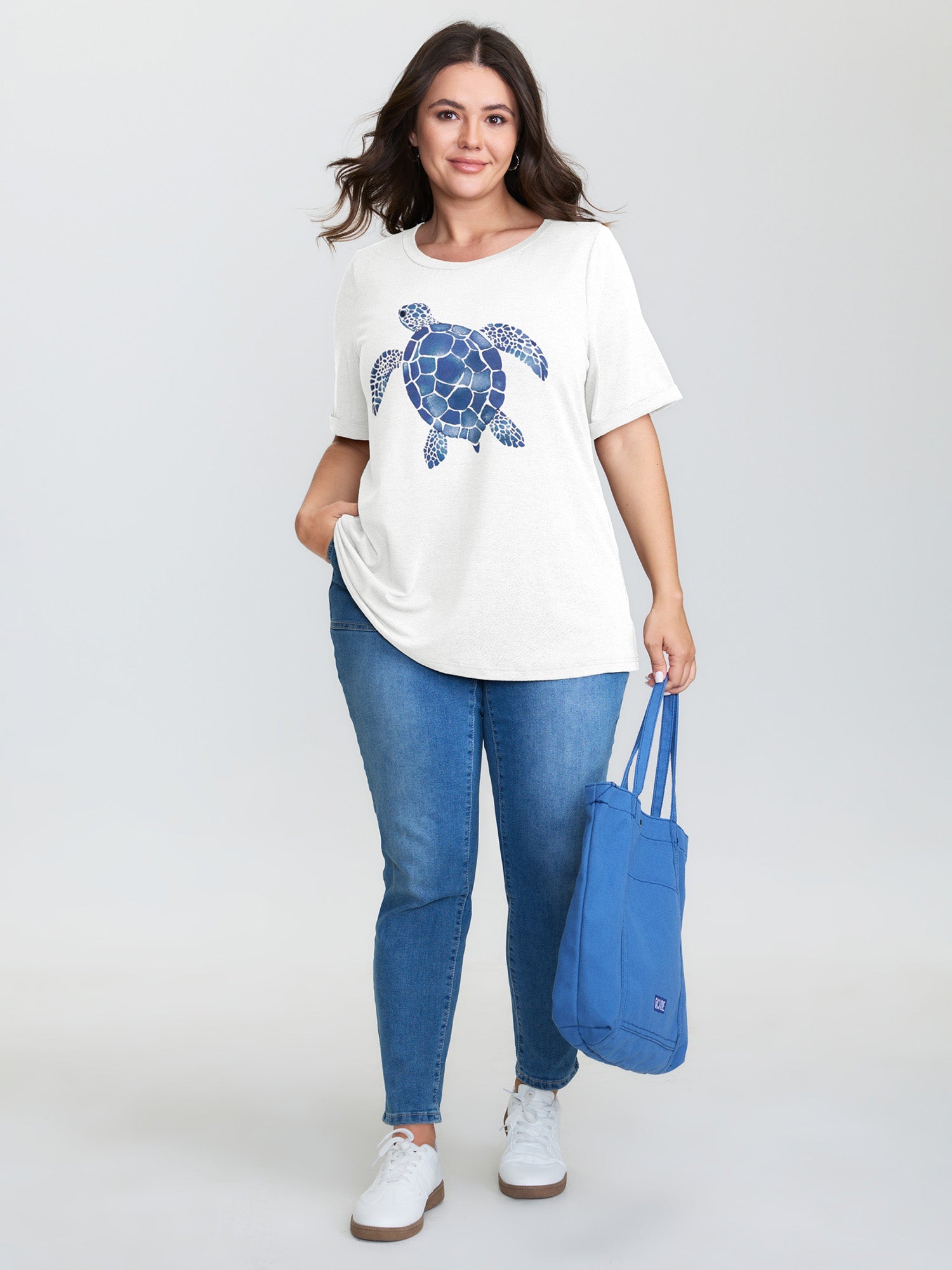 Supersoft Turtle Print Plain T-Shirt