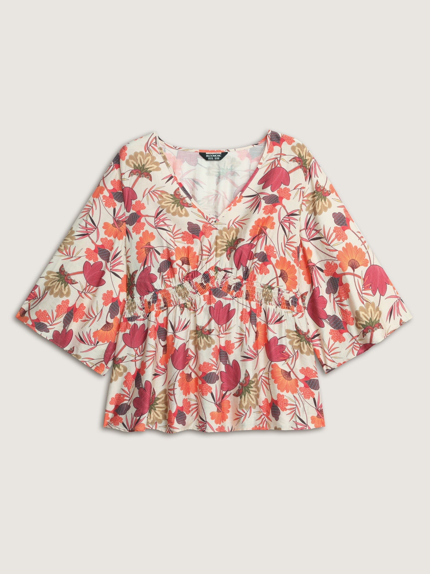 Floral Print Shirred Babydoll Blouse