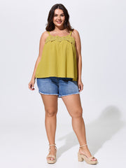 Cotton Embroidered Neckline Flowy-Fit Top