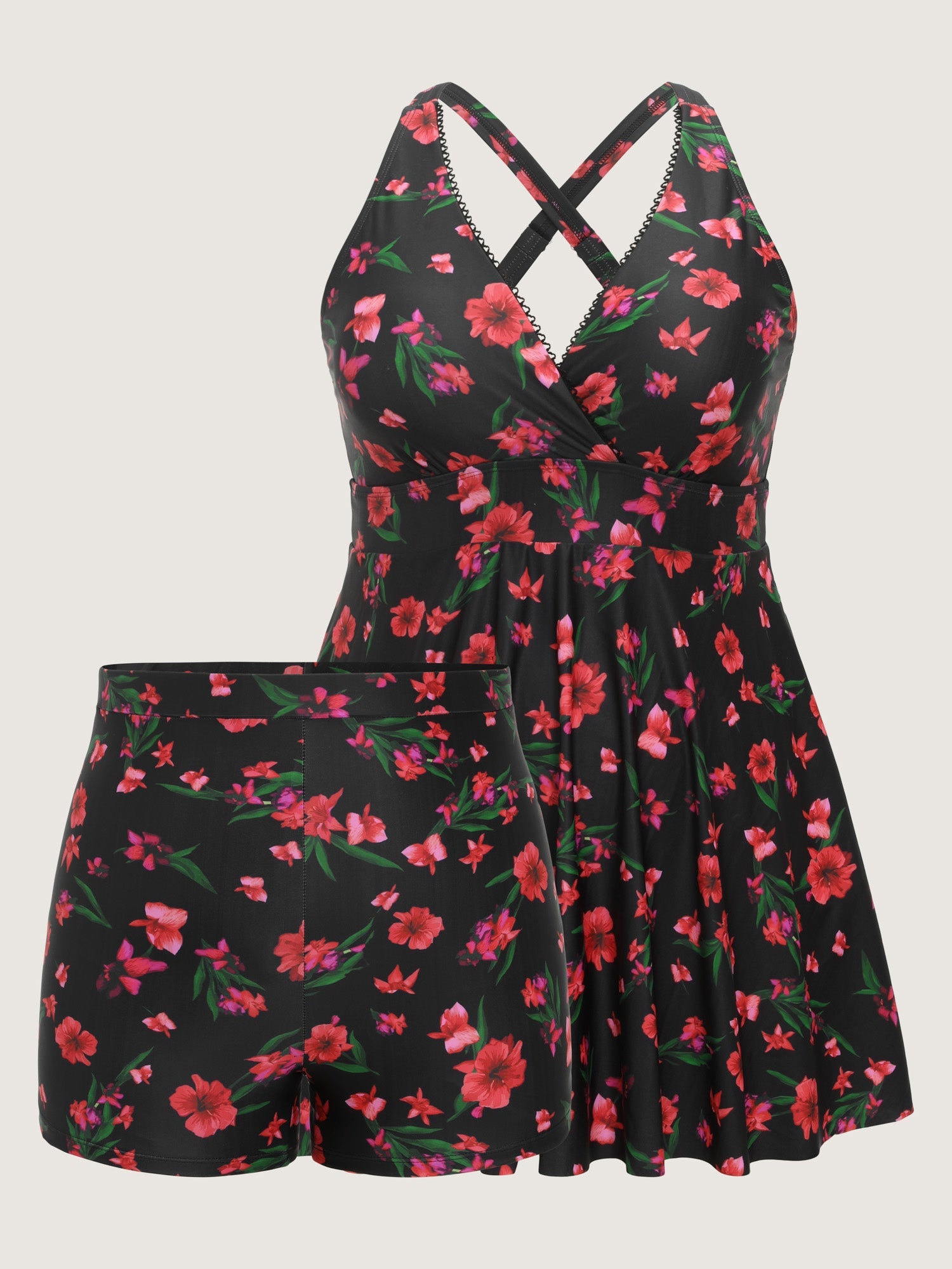 Floral Print Fit And Flare Swim Dress