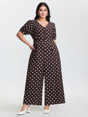 Retro Polka Dots Button Jumpsuit
