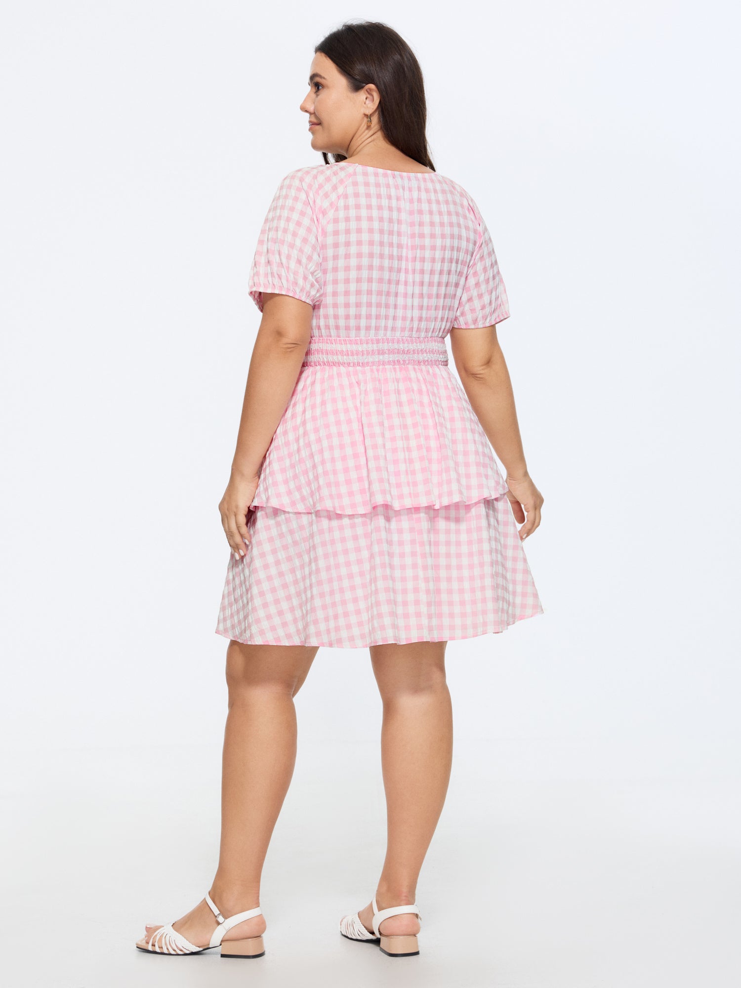 Gingham Print Fit And Flare Mini Dress