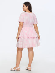 Gingham Print Fit And Flare Mini Dress