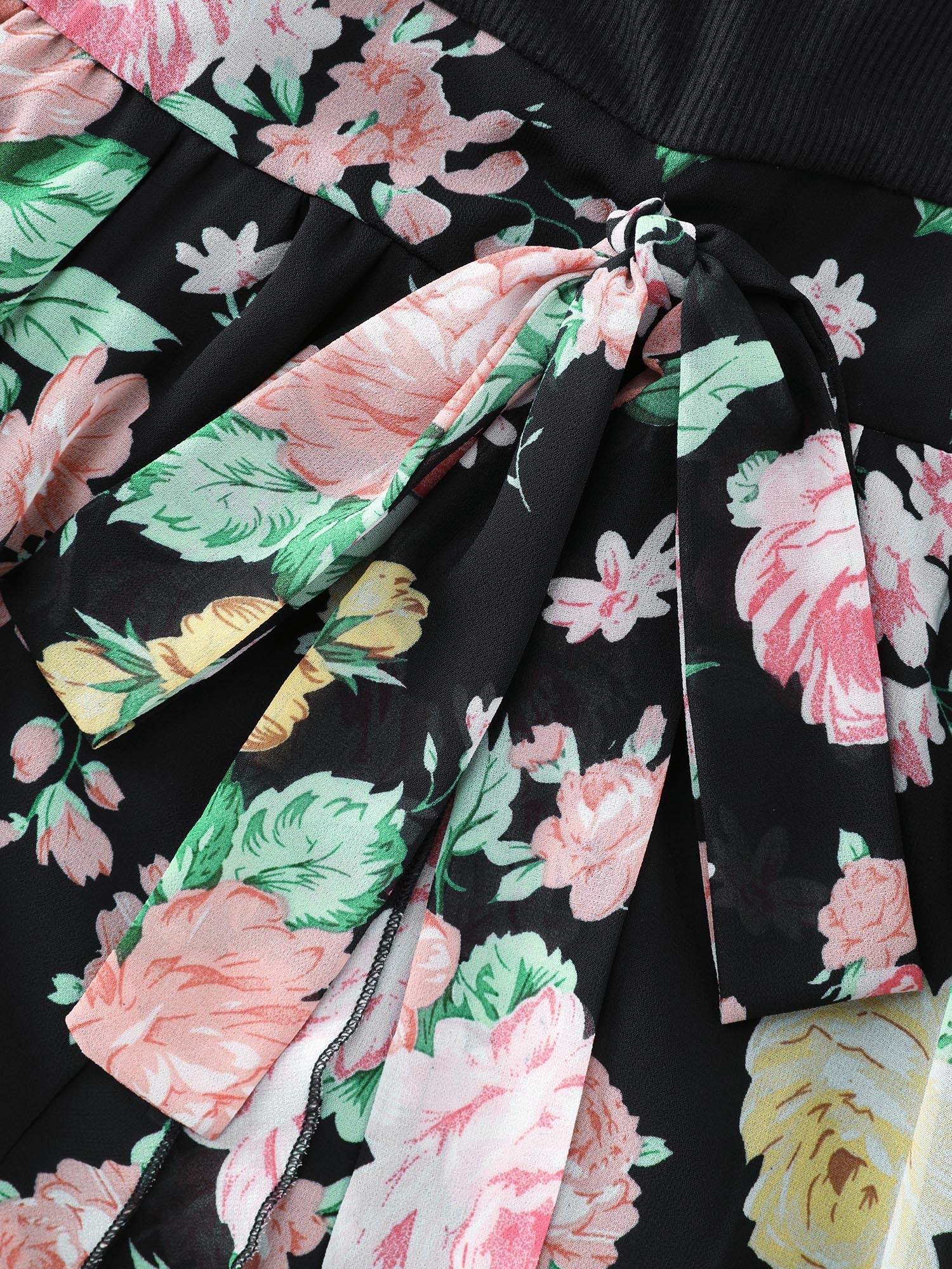 Chiffon Floral Pattern Layered Midi Dress