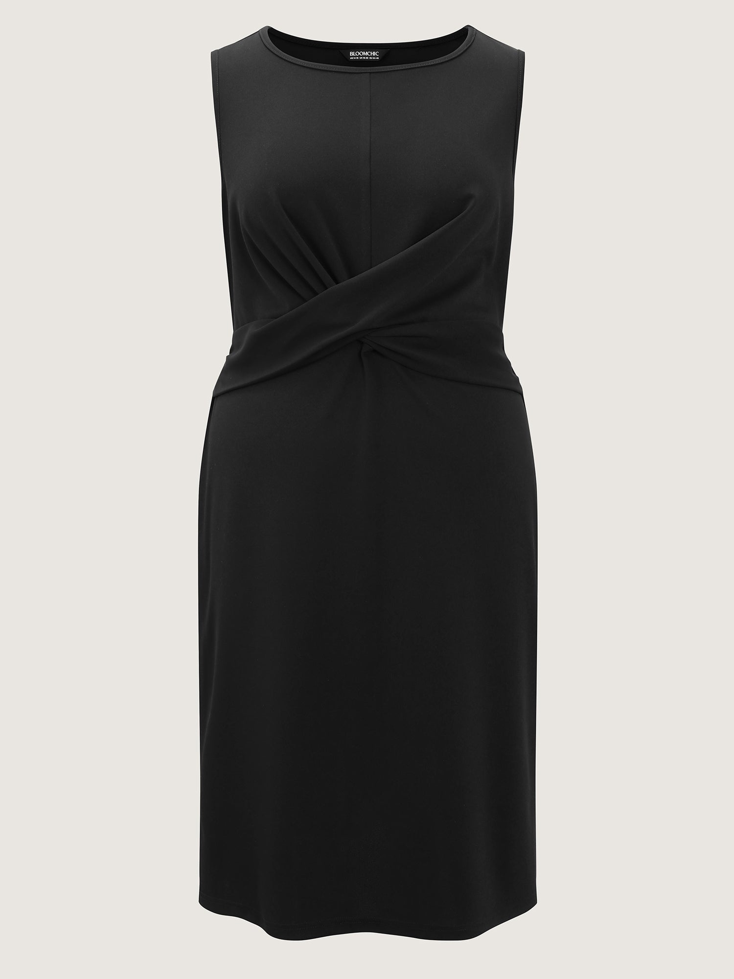 Pleated Crossover Waist Sheath Midi Dress