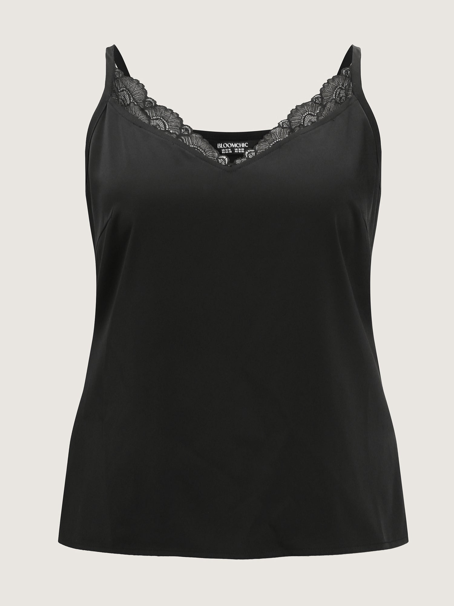 Flirty Lace Neckline Plain Tank Top