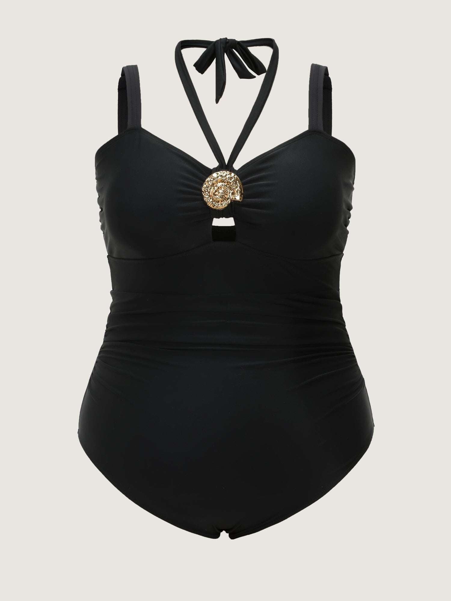 Ruched Tummy-Friendly Plain One-Piece Swim