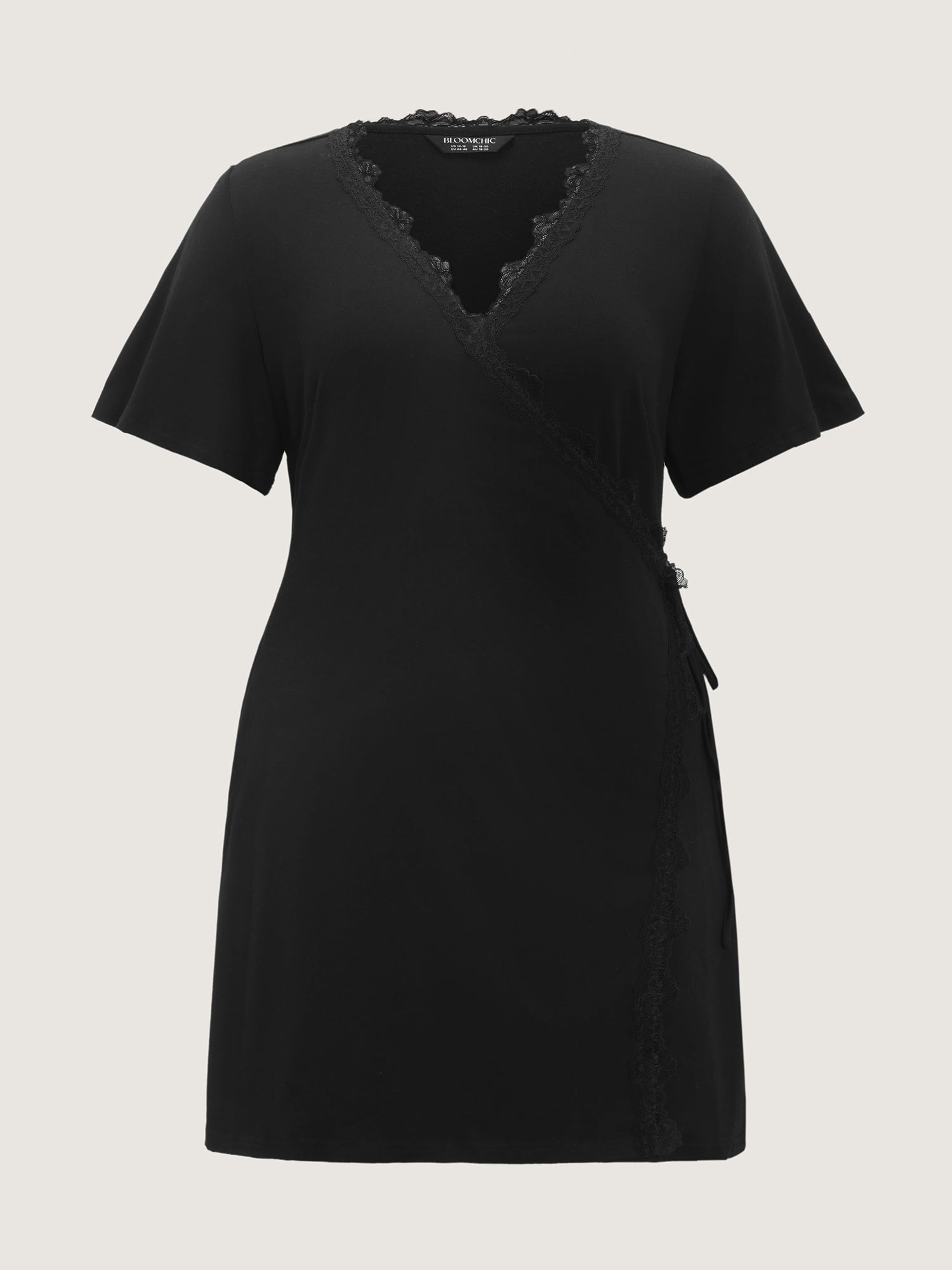 Lace Trim Side-Tie Pockets Nightgown