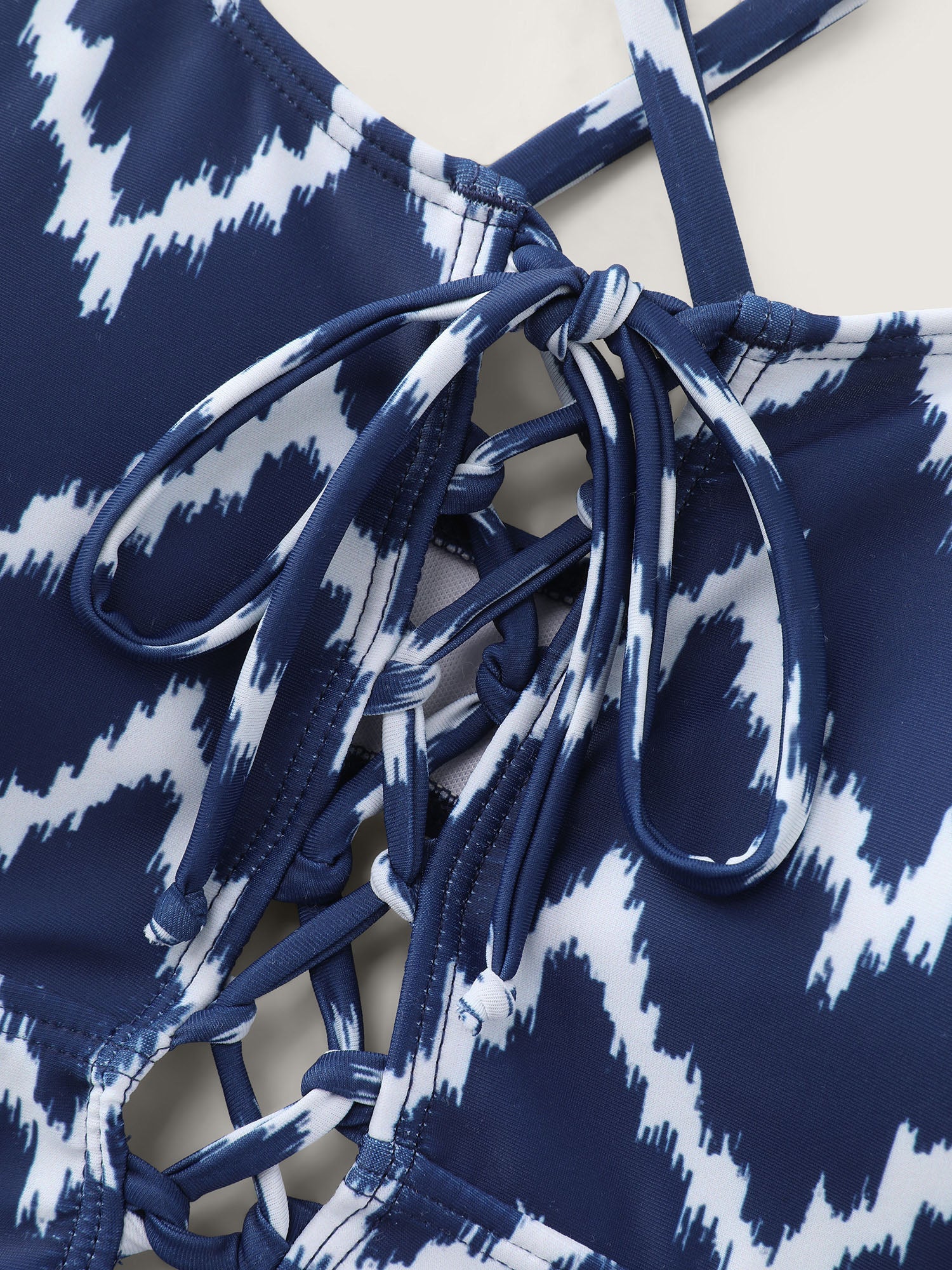 Geometric Striped Print Cut-Out Swim Romper