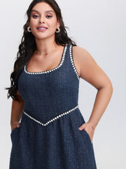 Tweed Pinafore Stretchy Midi Dress