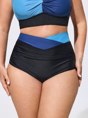 Colorblock Overlap Waist Swim Bottoms