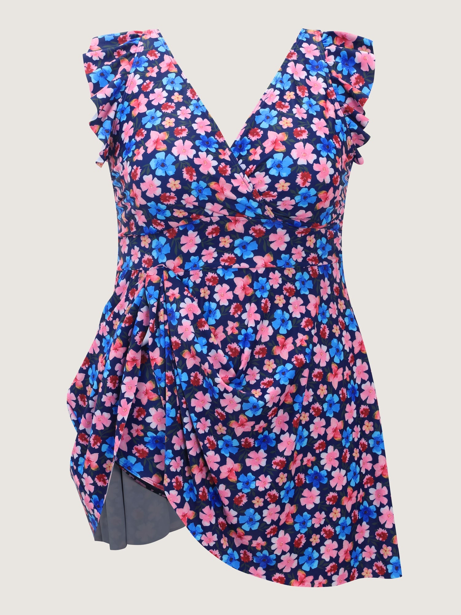 Floral Flutter Sleeve Flowy Swim Dress
