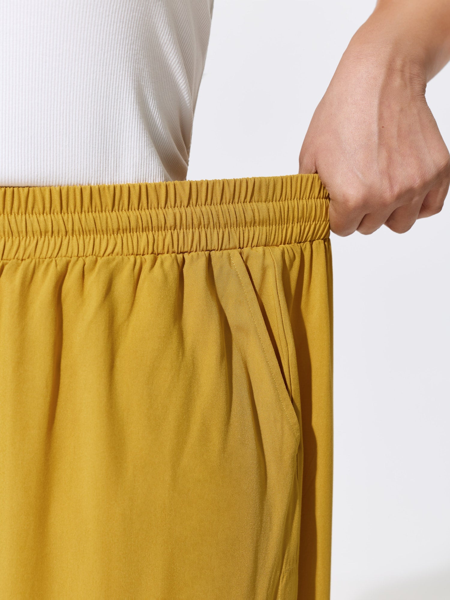 Drawstring Shirred Waist Plain Pants