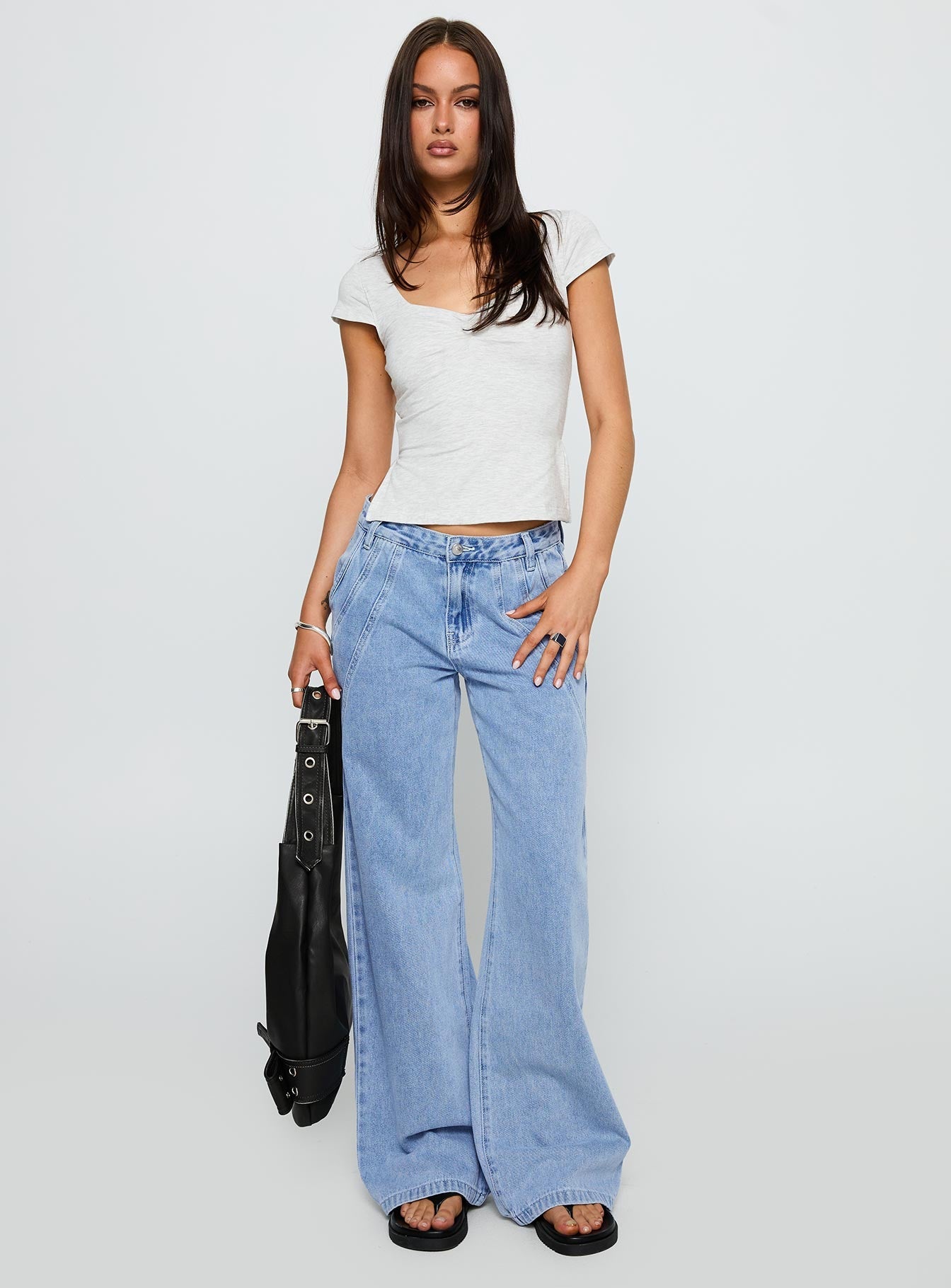 Rehna Short Sleeve Top Grey Marle