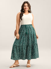 Ditsy Floral Print Tiered Tied Maxi Skirt