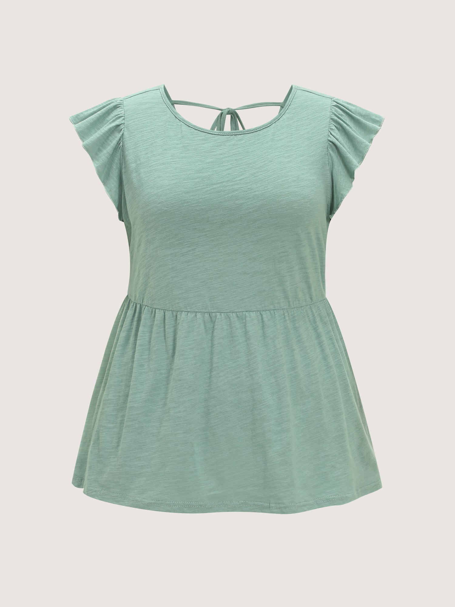 Cotton Open-Back Tie Lace T-Shirt