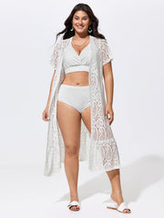 Hollowed-Out Lace Kimono