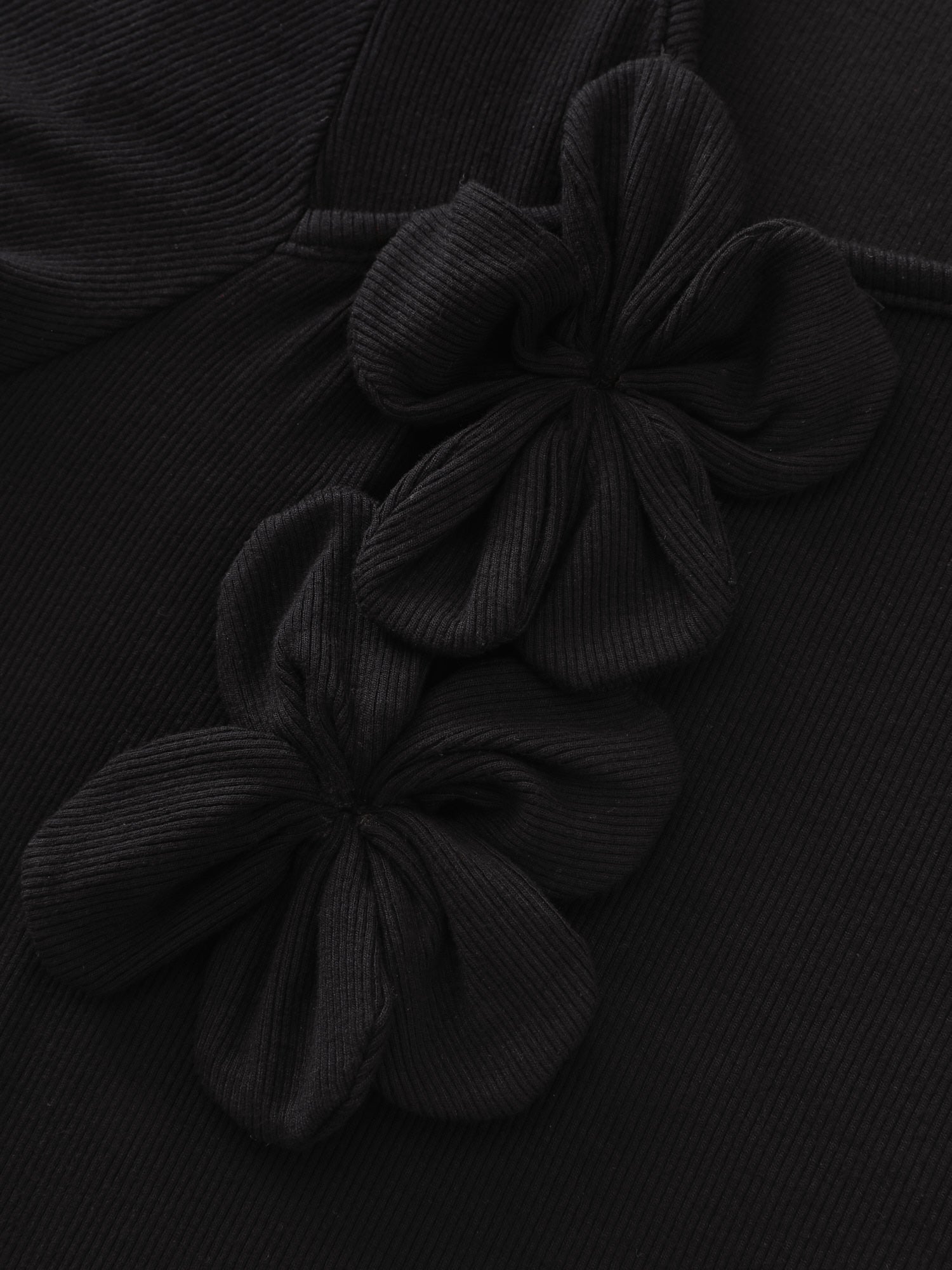 3D Flower Detail Asymmetrical Neckline Top